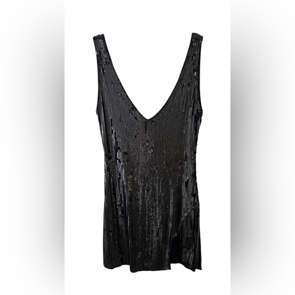 Free People Sequin Glittery Open Back Black Dress Size S - Picture 3 of 4
